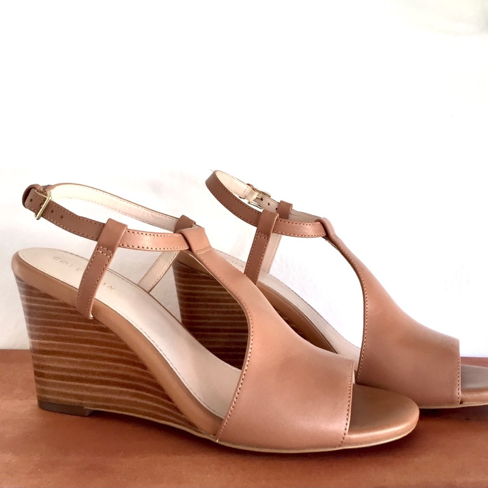 COLE HAAN Tan Leather Wedges